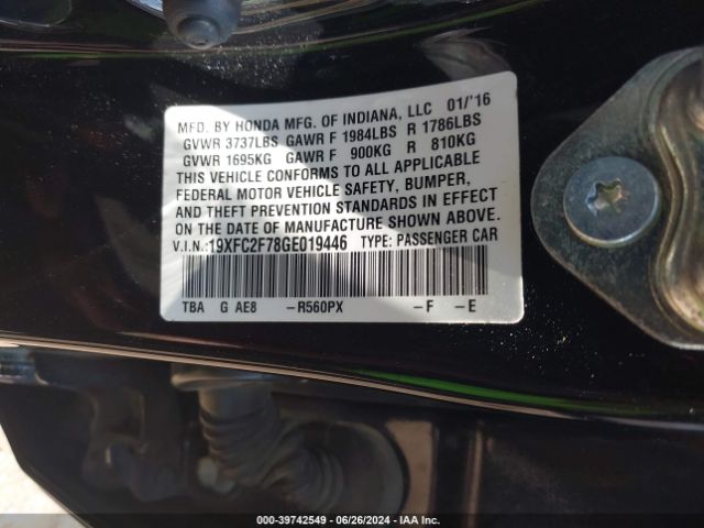 19XFC2F78GE019446 Honda CIVIC EX