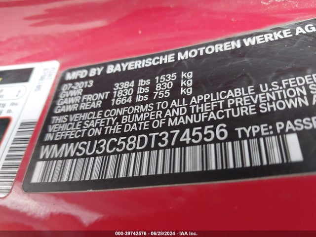 2013 MINI HARDTOP WMWSU3C58DT374556 Photo 8