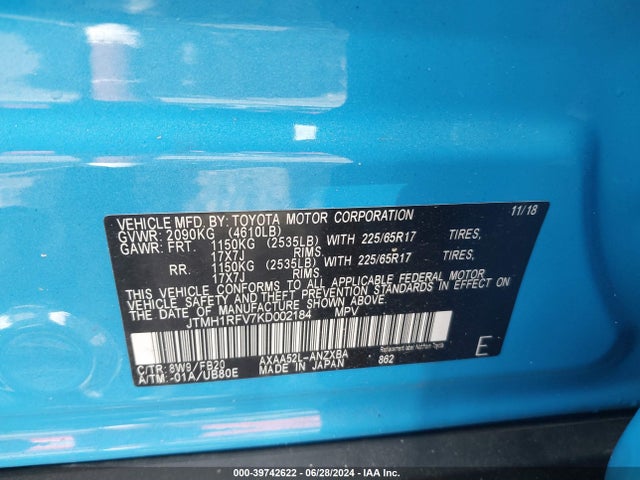 Toyota RAV4 LE 2019 JTMH1RFV7KD002184 Image 9