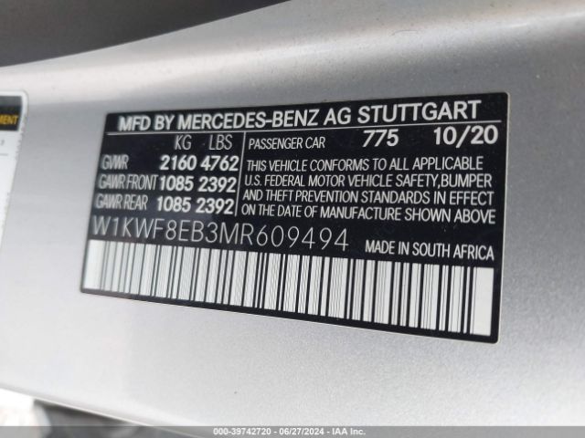 W1KWF8EB3MR609494 Mercedes-Benz C 300 4matic