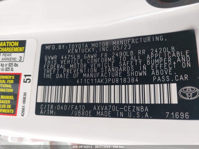 Toyota CAMRY LE 2023 4T1C11AK3PU818384 Image 9