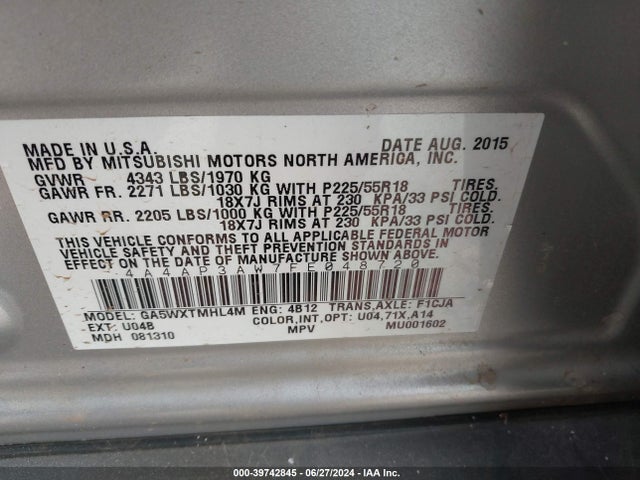 2015 MITSUBISHI OUTLANDER SPORT 4A4AP3AW7FE048720 Photo 8