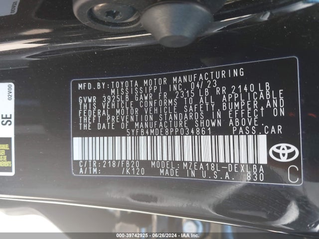 Toyota COROLLA LE 2023 5YFB4MDE8PP034861 Image 9
