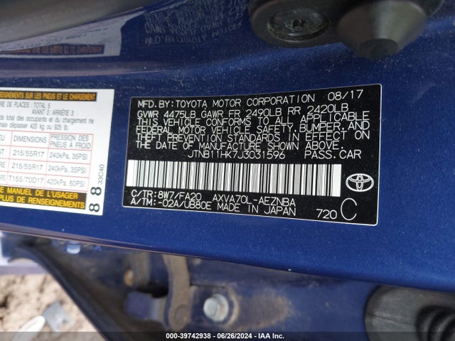 Toyota CAMRY LE 2018 JTNB11HK7J3031596 Image 9