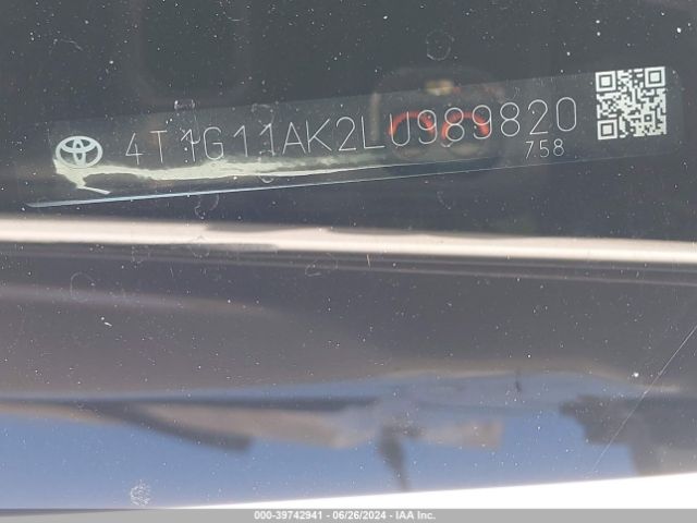 4T1G11AK2LU989820 Toyota Camry Se Nightshade Edition