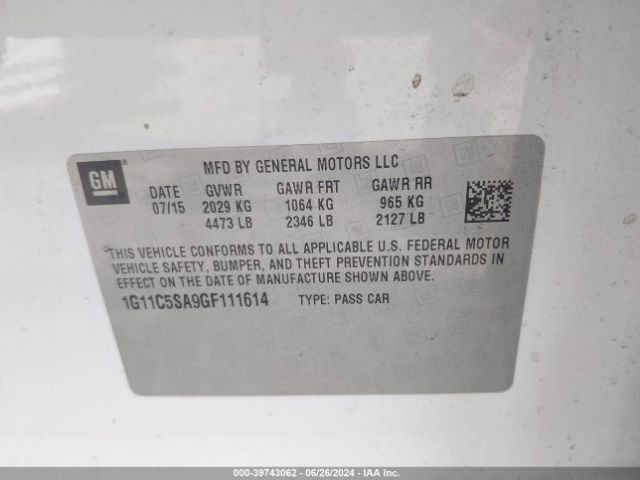 1G11C5SA9GF111614 Chevrolet Malibu Limited Lt