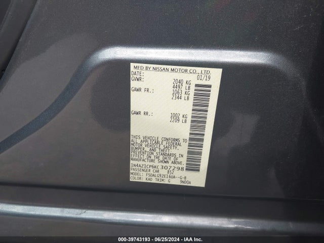 Nissan Leaf Sl 2019 1N4AZ1CP6KC307298 Image 9