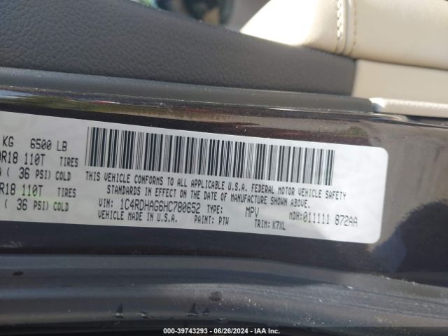1C4RDHAG6HC780652 Dodge Durango Sxt Rwd
