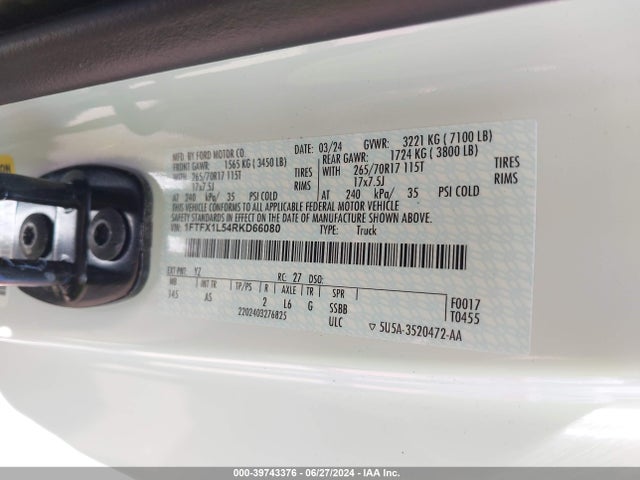 Ford F-150 Xl 2024 1FTFX1L54RKD66080 Image 9