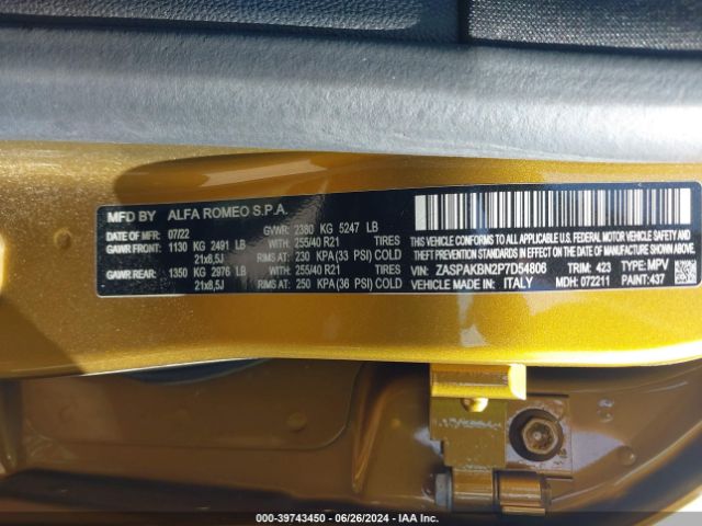 ZASPAKBN2P7D54806 Alfa Romeo Stelvio Veloce Awd