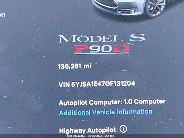 Tesla Model S 90d/p100d/p85d/p90d 2016 5YJSA1E47GF131204 Image 7