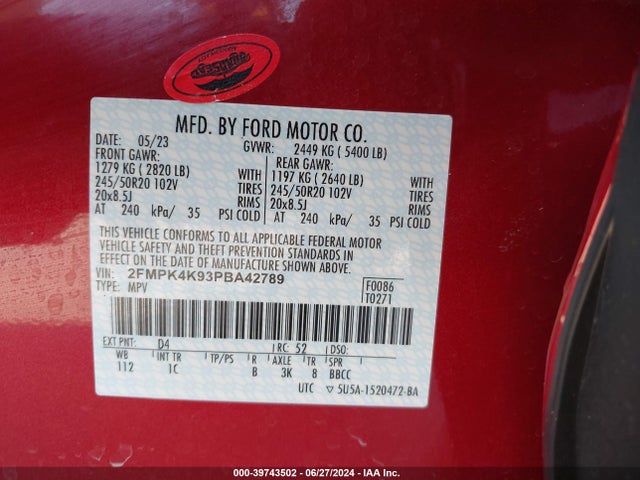 Ford Edge Titanium 2023 2FMPK4K93PBA42789 Image 9