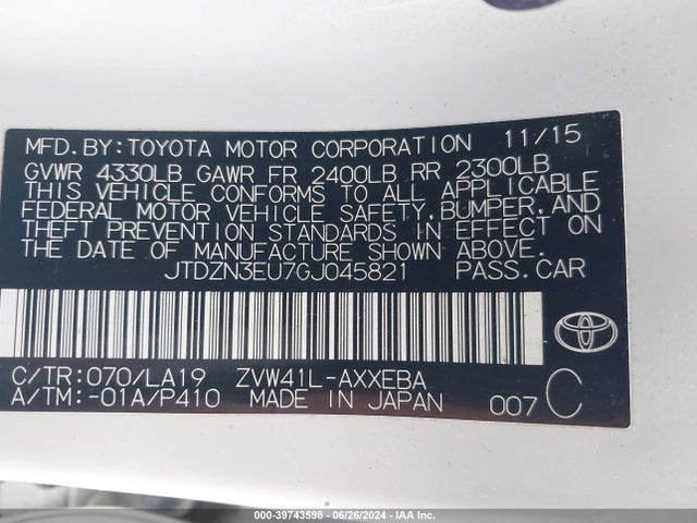 Toyota Prius V Five 2016 JTDZN3EU7GJ045821 Image 9