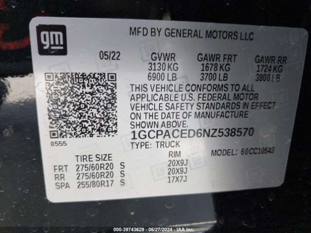 1GCPACED6NZ538570 Chevrolet Silverado 1500 2wd  Short Bed Lt