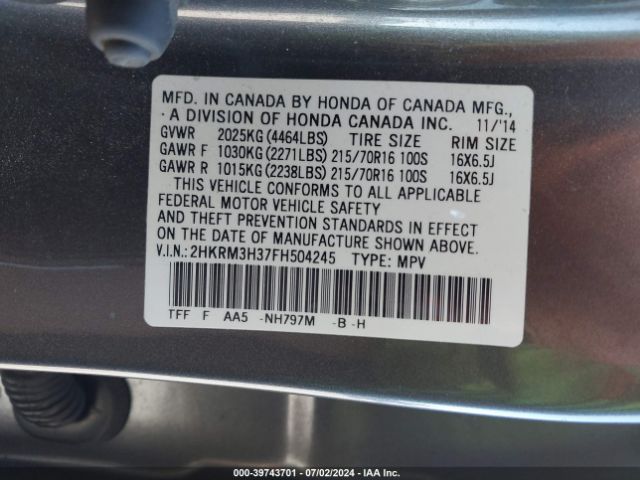 2HKRM3H37FH504245 Honda CR-V LX