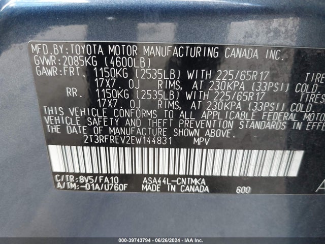 Toyota Rav4 Xle 2014 2T3RFREV2EW144831 Image 9