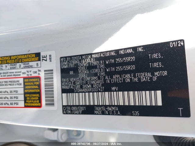 5TDAAAB6XRS007427 Lexus Tx 350 Premium