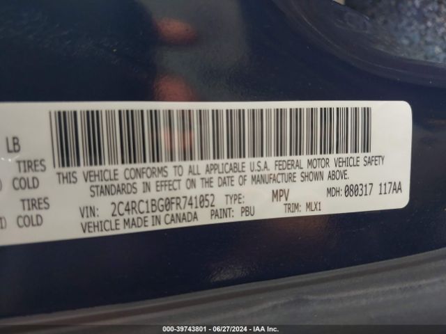 2015 CHRYSLER TOWN & COUNTRY 2C4RC1BG0FR741052 Photo 8