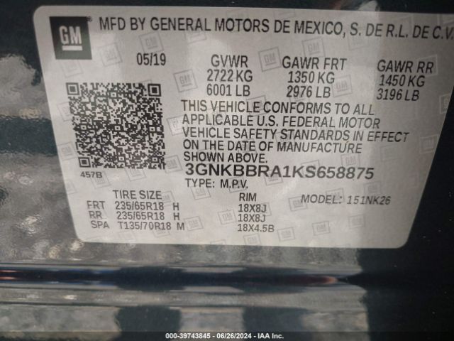 3GNKBBRA1KS658875 Chevrolet Blazer