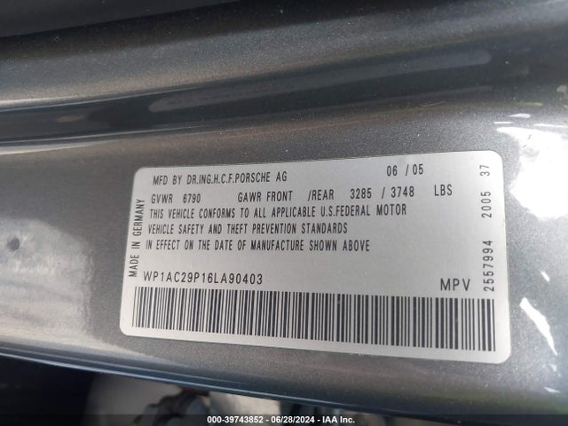 2006 PORSCHE CAYENNE WP1AC29P16LA90403 Photo 8