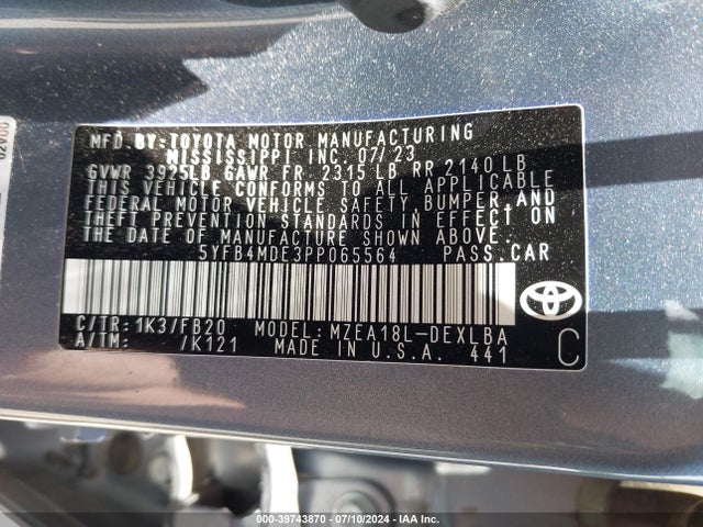 Toyota COROLLA LE 2023 5YFB4MDE3PP065564 Image 9