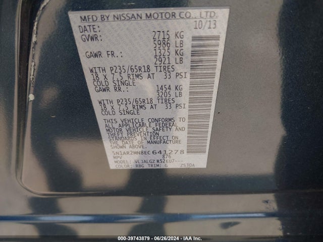 Nissan Pathfinder Sl 2014 5N1AR2MN8EC641278 Image 9