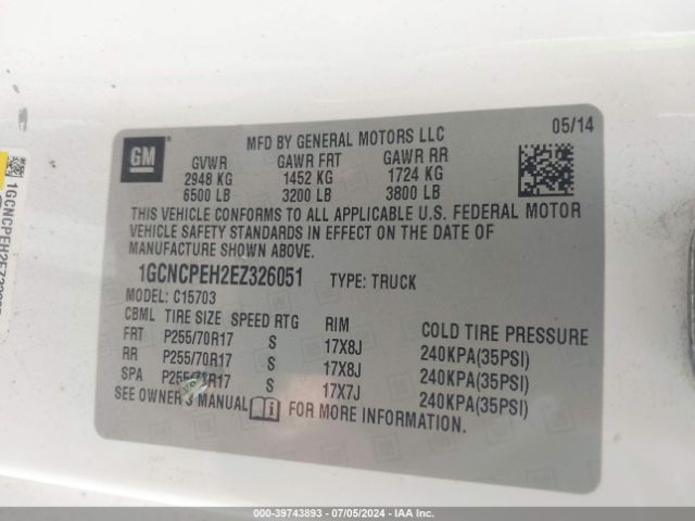 1GCNCPEH2EZ326051 Chevrolet Silverado 1500 Work Truck 1wt
