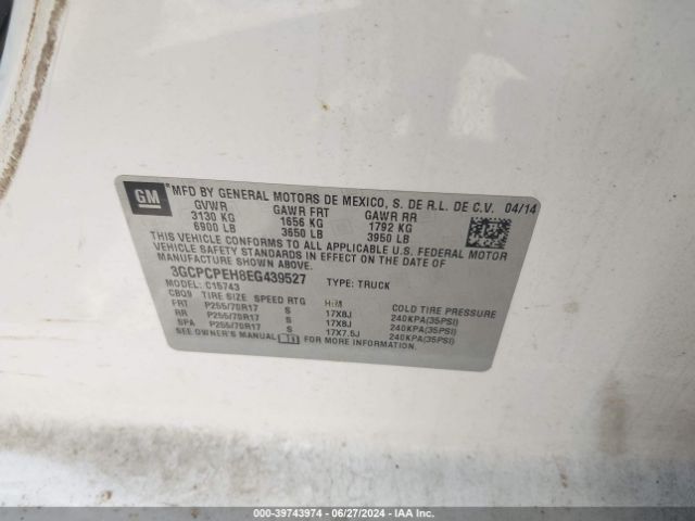 3GCPCPEH8EG439527 Chevrolet Silverado 1500 Work Truck 1wt