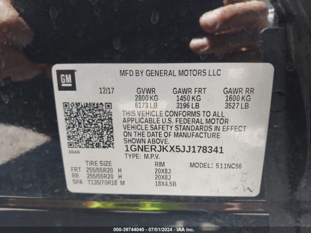 1GNERJKX5JJ178341 Chevrolet Traverse Rs