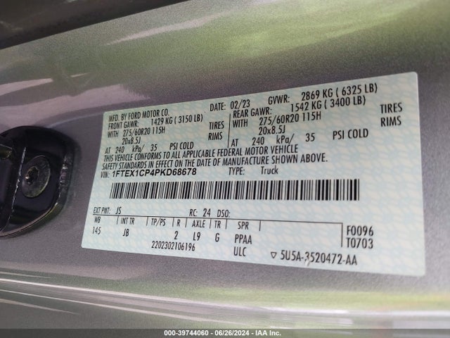 Ford F-150 Xl 2023 1FTEX1CP4PKD68678 Image 9