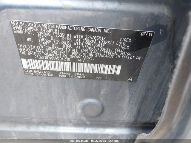 Toyota Rav4 Xle 2014 2T3RFREV8EW204210 Image 9