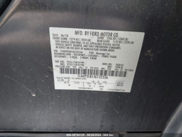 1FAHP2E81JG132336 Ford TAURUS SEL