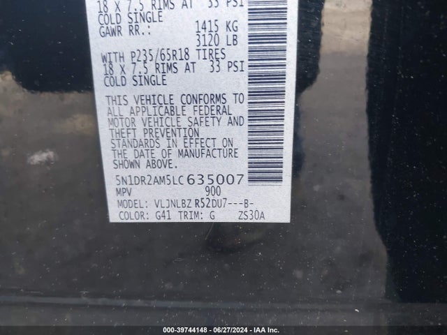 Nissan Pathfinder S 4wd 2020 5N1DR2AM5LC635007 Image 9