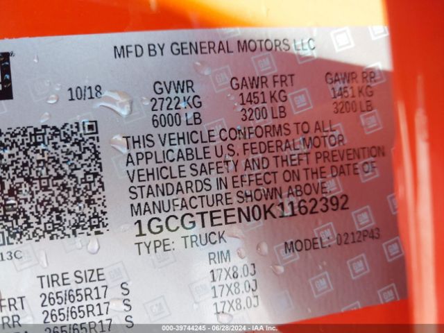 1GCGTEEN0K1162392 Chevrolet Colorado Zr2
