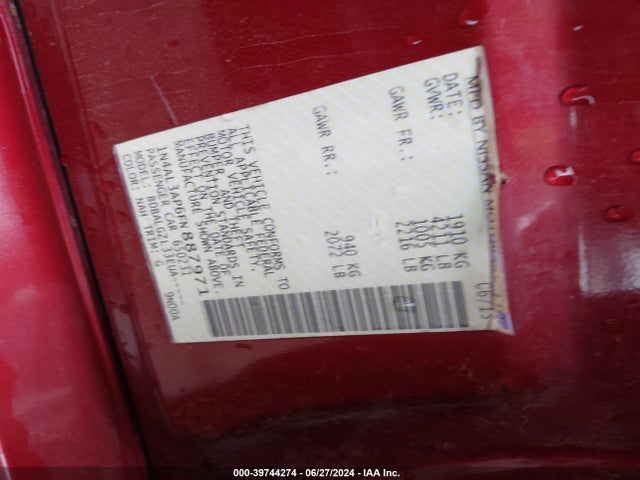 Nissan Altima 2.5/2.5 S/2.5 Sl/2.5 Sv 2015 1N4AL3AP6FN887971 Image 9