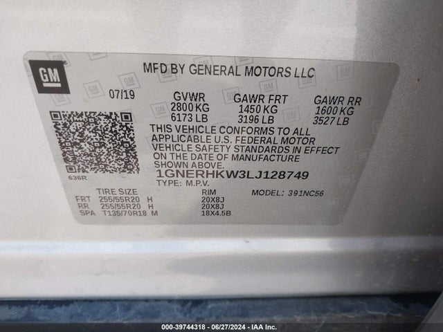 Chevrolet Traverse Lt Leather 2020 1GNERHKW3LJ128749 Image 9