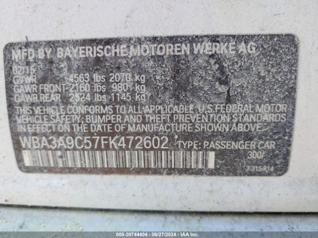 WBA3A9C57FK472602 BMW 335i