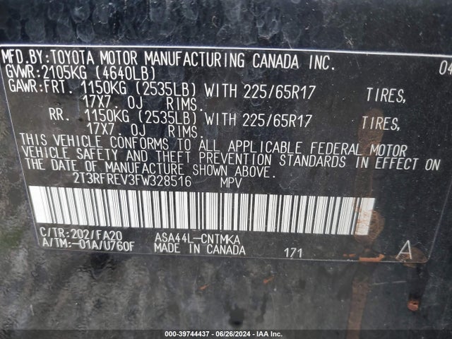 Toyota Rav4 Xle 2015 2T3RFREV3FW328516 Image 9