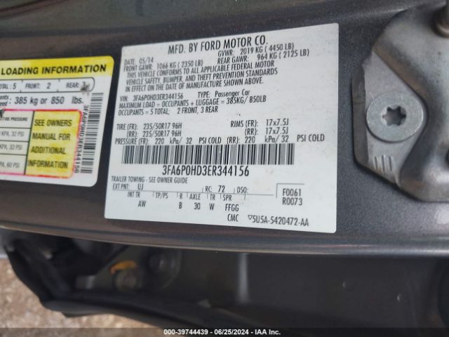 3FA6P0HD3ER344156 Ford FUSION SE