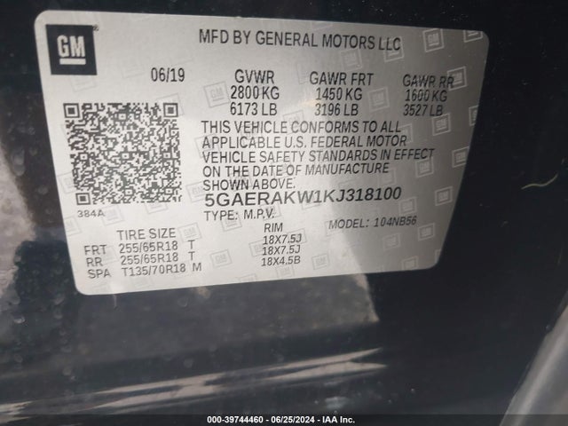 5GAERAKW1KJ318100 Buick Enclave Fwd Preferred