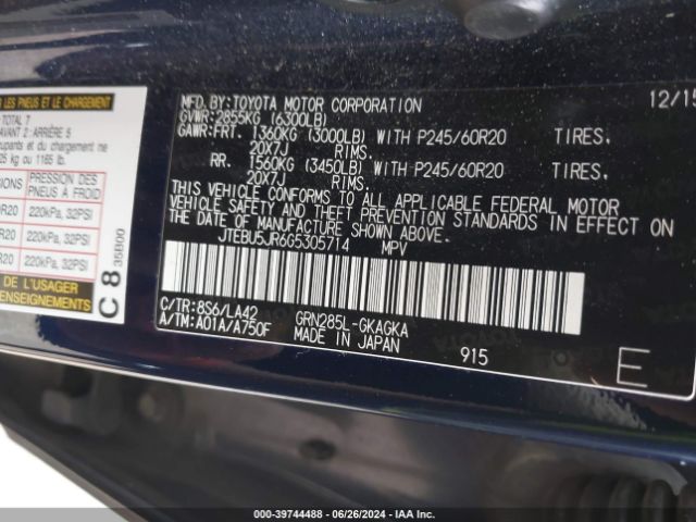JTEBU5JR6G5305714 Toyota 4runner Limited
