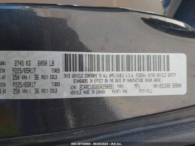 2C4RC1BG8GR290891 Chrysler Town & Country Touring