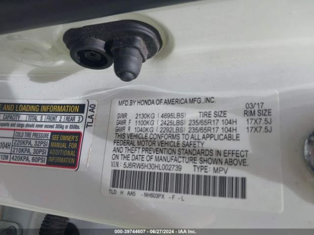 5J6RW5H30HL002739 Honda CR-V LX