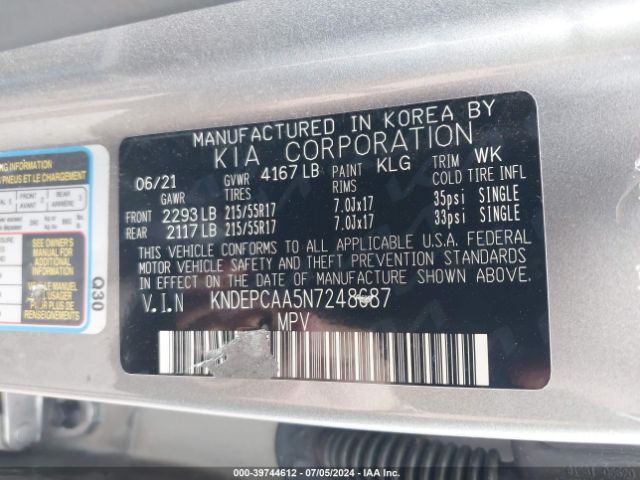 KNDEPCAA5N7248687 KIA Seltos Lx
