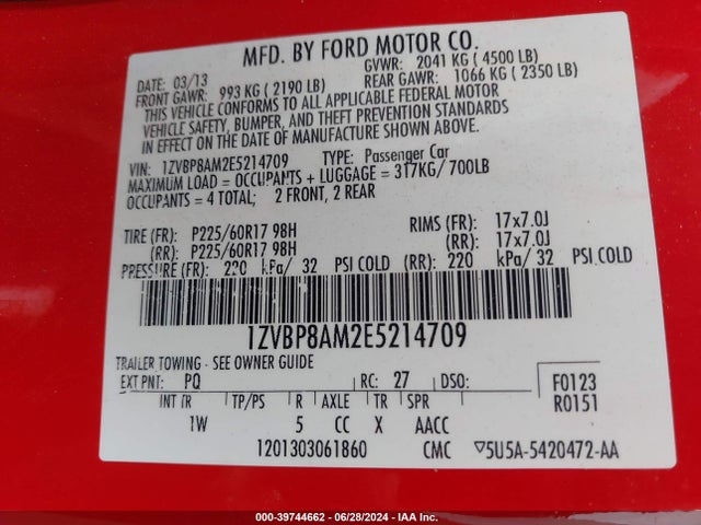 Ford Mustang V6 2014 1ZVBP8AM2E5214709 Image 9