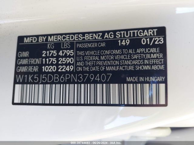 W1K5J5DB6PN379407 Mercedes-Benz Amg Cla 45 4matic