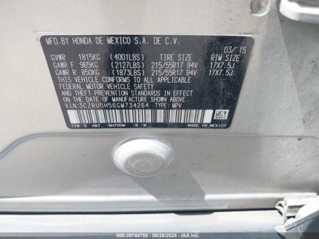 3CZRU5H56GM734264 Honda HR-V EX