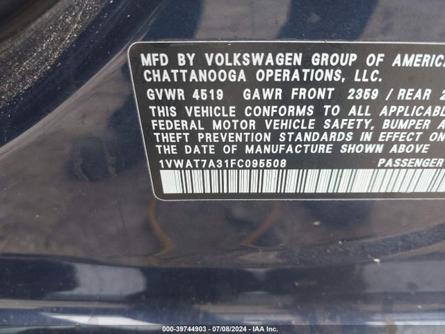1VWAT7A31FC095508 Volkswagen Passat 1.8t Limited Edition