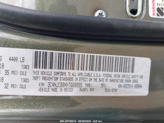 3C4NJCBBXHT668955 Jeep New Compass Latitude Fwd