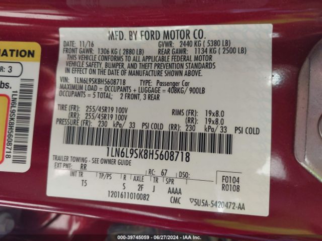 1LN6L9SK8H5608718 Lincoln Continental Select